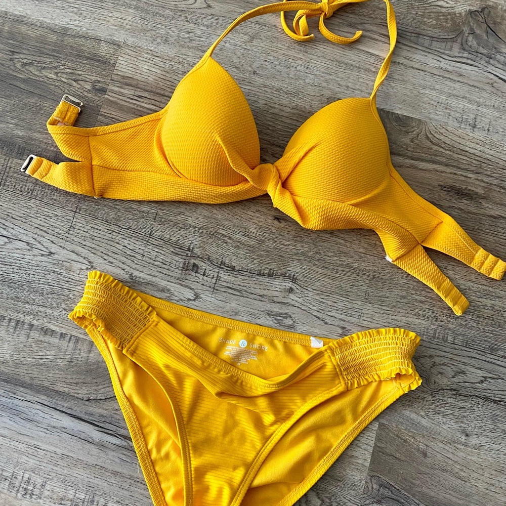 Shade & Shore Yellow Halter Bikini Set